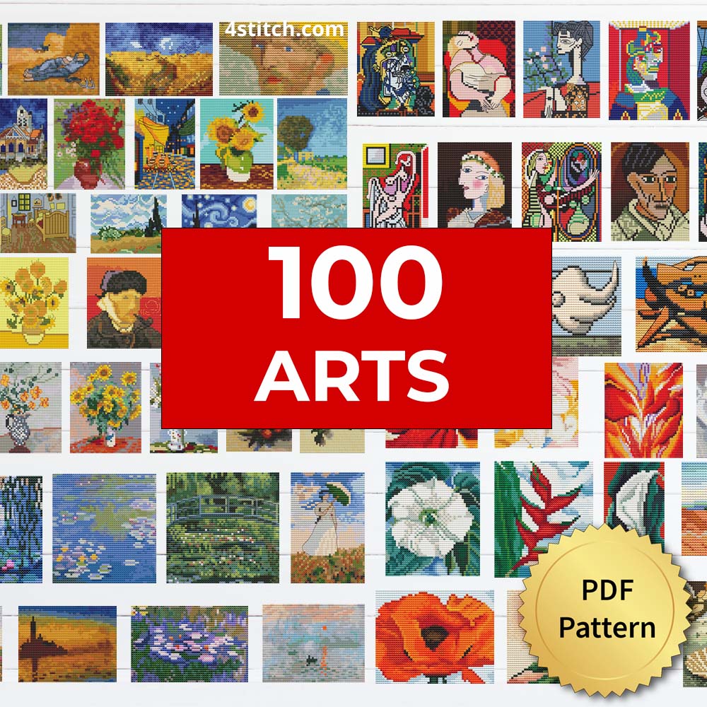 100 Tiny Arts Cross Stitch Pattern. SET Bundle