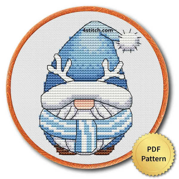 Reindeer Mug Winter Gnome cross stitch pattern preview