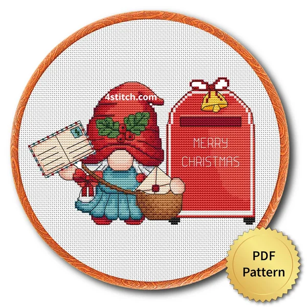 Christmas Letters Gnome cross stitch pattern preview