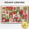 Christmas Advent Calendar cross stitch pattern - Festive embroidery design for holiday countdown