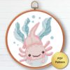 Axolotl cross stitch pattern - Adorable and cute axolotl-inspired design