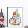 Summer beach sea gnome cross stitch pattern - Whimsical and beach-themed embroidery design
