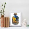 Sea Bottle with Cafe Terrace at Night by Van Gogh cross stitch pattern featuring a beautiful reproduction of the iconic painting
