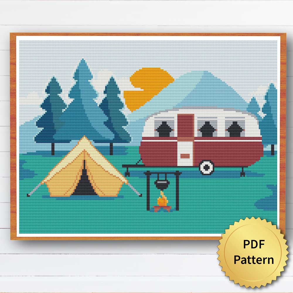 Camping Cross Stitch Pattern