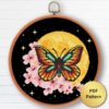 Cottagecore Moth cross stitch pattern - Whimsical and nature-inspired embroidery design