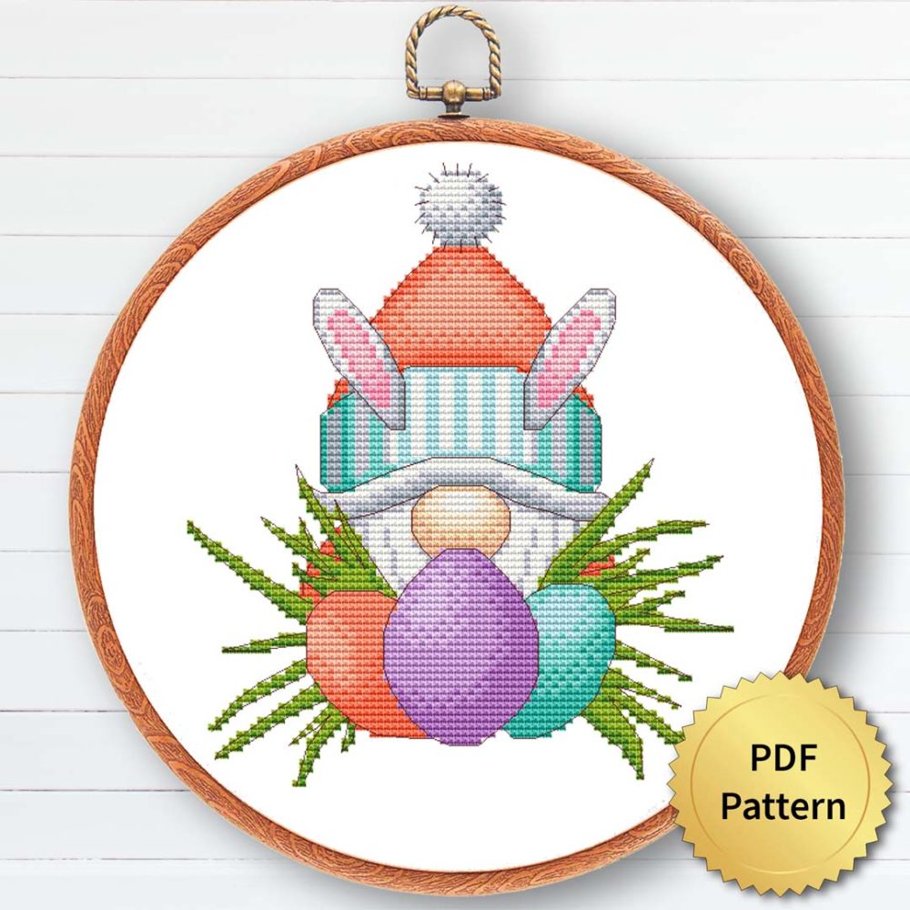 Easter Gnome Cross Stitch Pattern