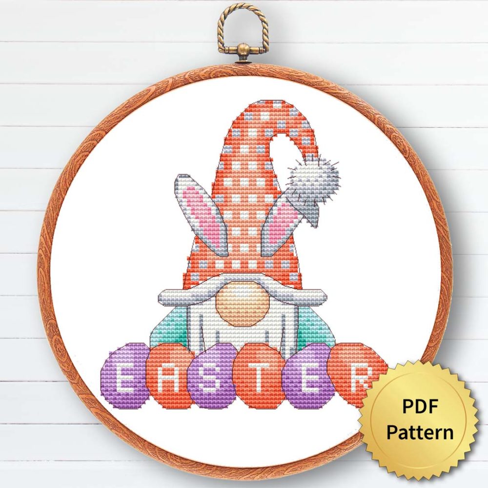 Easter Gnome Cross Stitch Pattern