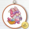 Easter gnome cross stitch pattern