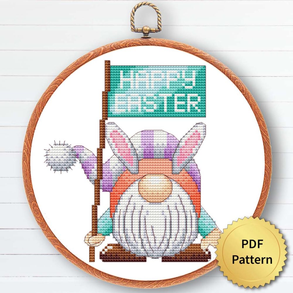 Easter Gnome Cross Stitch Pattern