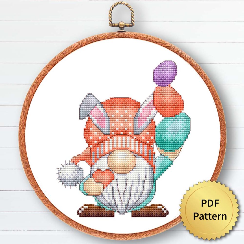 Easter Gnome Cross Stitch Pattern