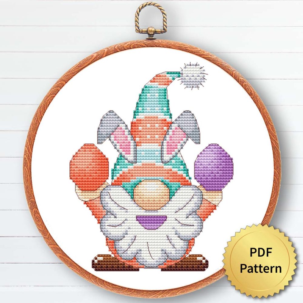 Easter Gnome Cross Stitch Pattern