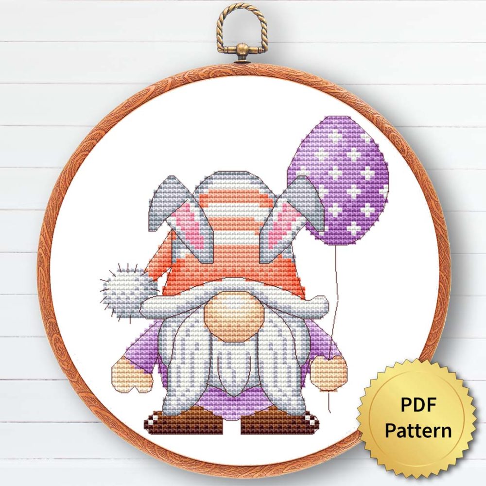 Easter Gnome Cross Stitch Pattern