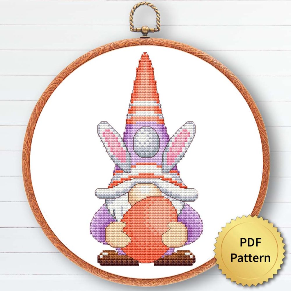 Easter Gnome Cross Stitch Pattern