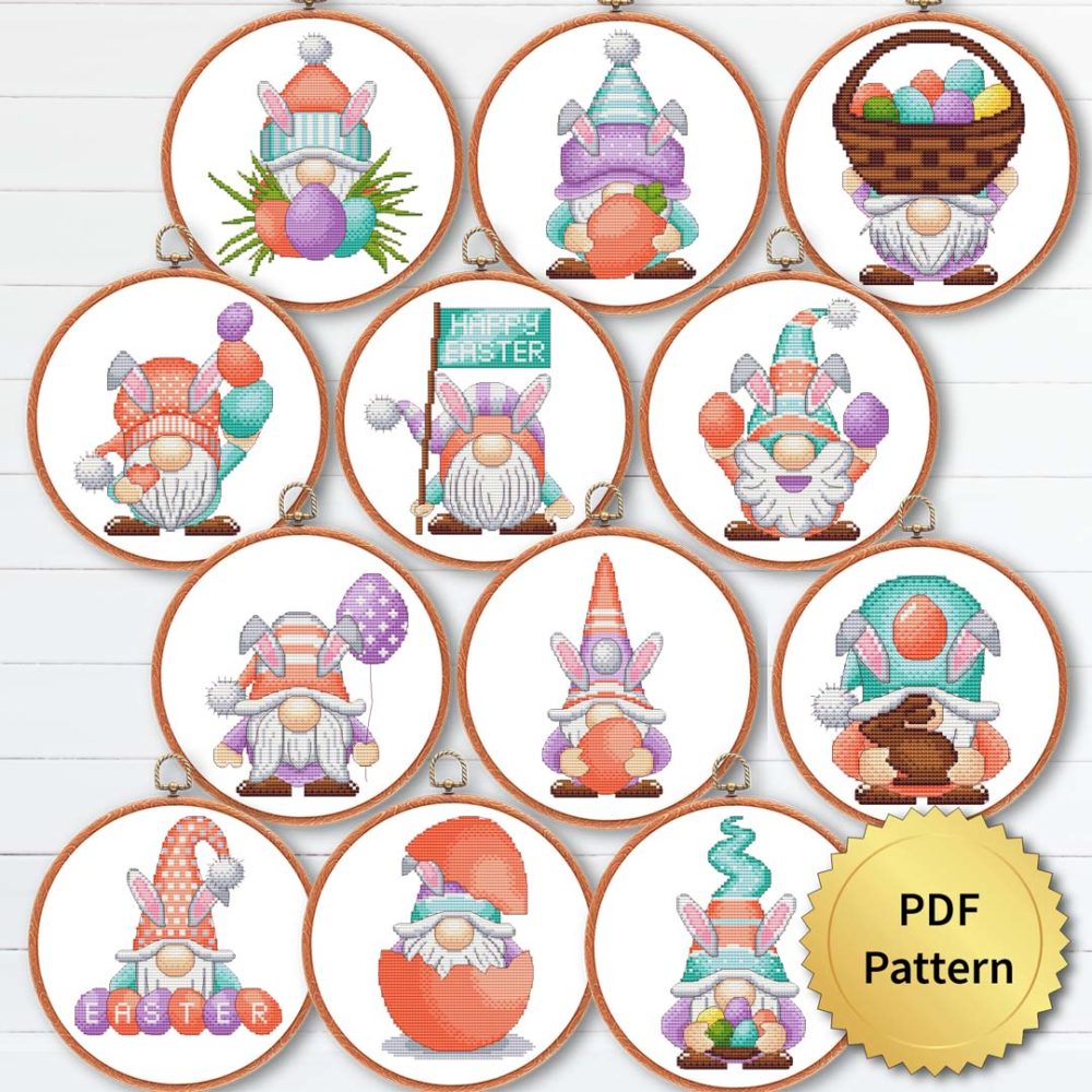 Easter Gnome Cross Stitch Pattern