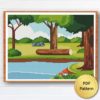 Image of forest river cross stitch pattern