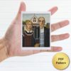 American Gothic by Grant Wood cross stitch pattern - American art embroidery inspired by Wood's masterpiece