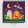 Halloween Pumpkin Cross Stitch Pattern - Image of a finished cross stitch project with a funny pupmkin