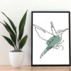 Hummingbird Minimalist Cross Stitch Pattern - a minimalist design of a hummingbird in cross stitch embroidery, suitable for creating modern wall art.