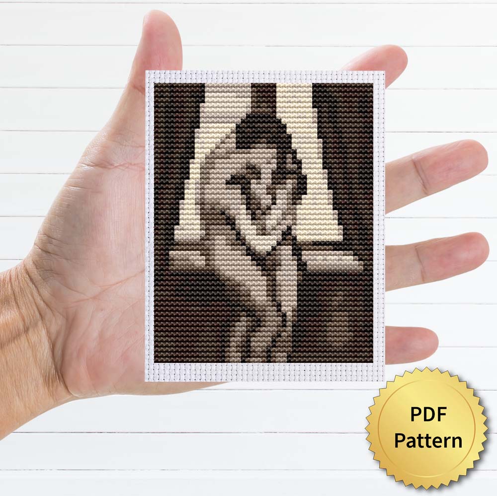 The Kiss by Edvard Munch cross stitch pattern - Artistic embroidery inspired by Munch's masterpiece