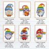 Set of 6 LGBT gnome cross stitch patterns - Rainbow-inspired pride-themed embroidery design