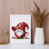 Ladybug Gnome cross stitch pattern - Whimsical embroidery design featuring a cute gnome with a ladybug