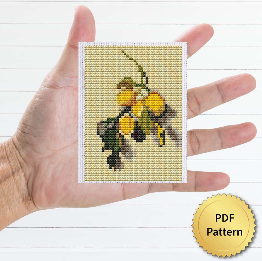 Branch from a Lemon Tree by Claude Monet cross stitch pattern - Artistic embroidery inspired by Monet's masterpiece