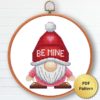 Valentine's Day gnome cross stitch pattern - Festive and romantic embroidery design