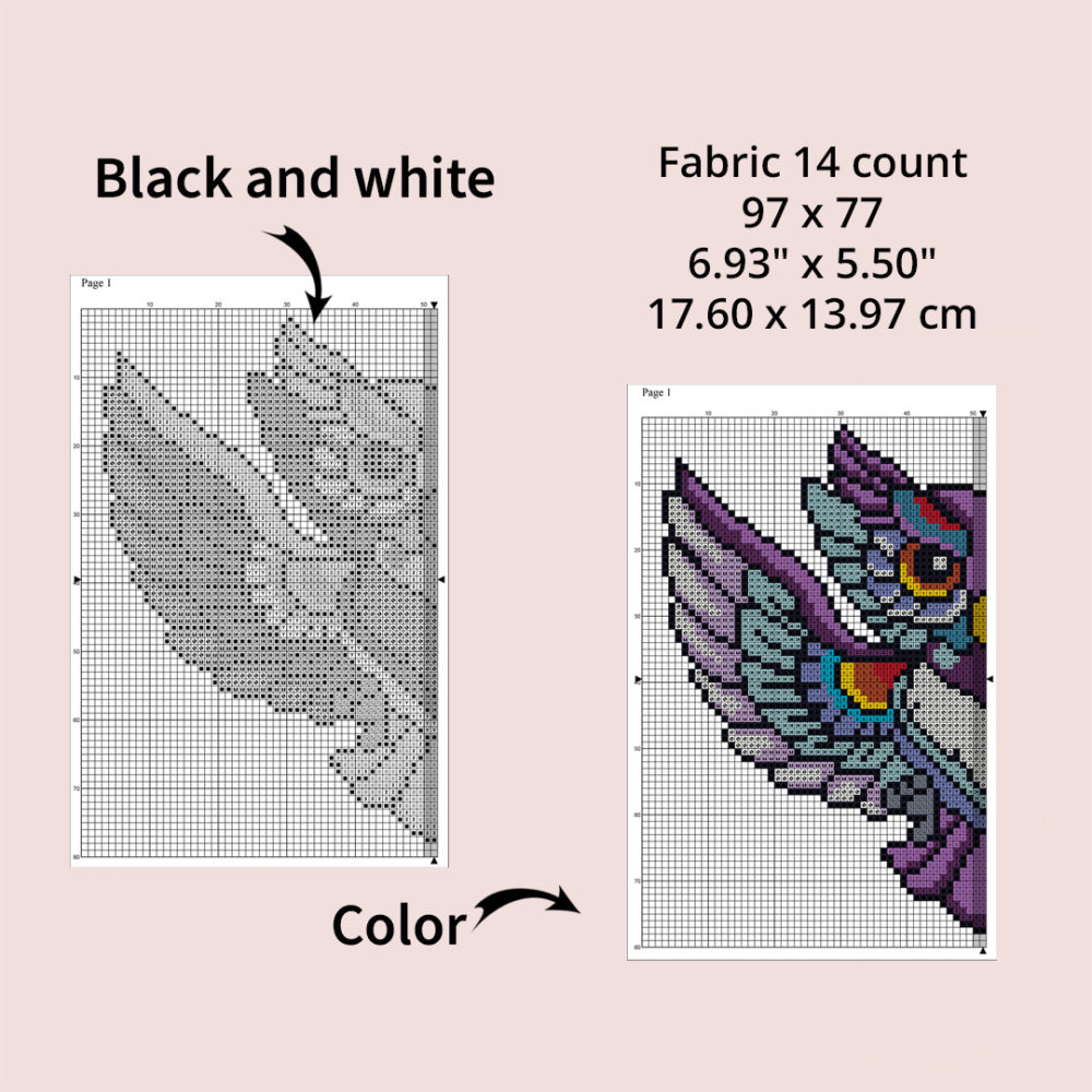 Mandala owl cross stitch pattern