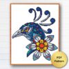Mandala peacock cross stitch pattern