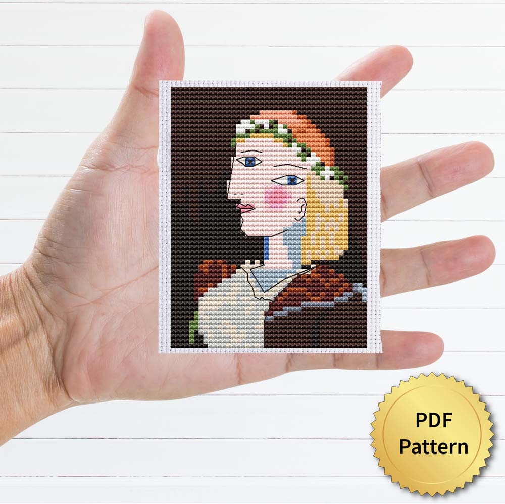 Portrait of Marie-Therese Walter with garland by Pablo Picasso Cross Stitch Pattern