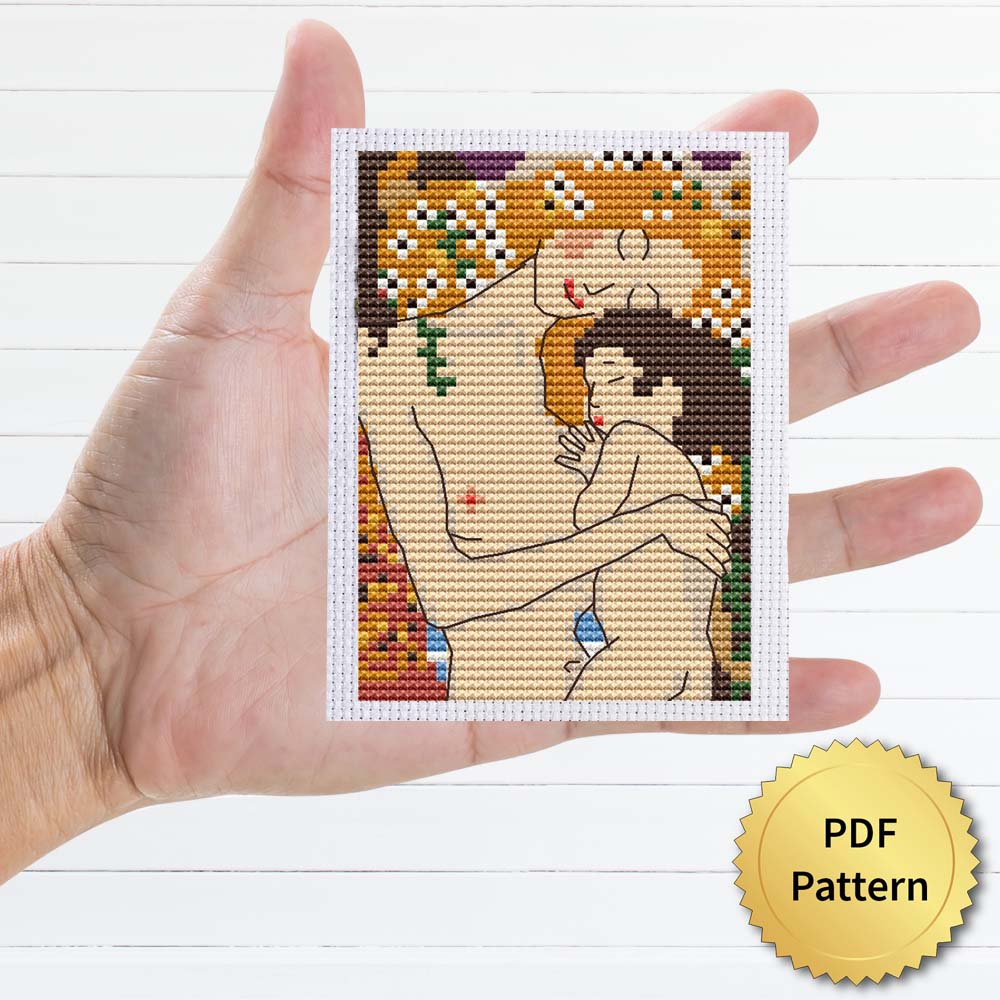Mother and a child by Gustav Klimt Cross Stitch Pattern
