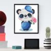 Panda with Rose Cross Stitch Pattern