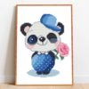 Panda with Rose Cross Stitch Pattern