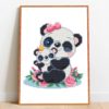 Panda with Heart Cross Stitch Pattern