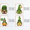 A cross stitch pattern featuring 12 different St. Patrick's Day themed designs, including a shamrock, leprechaun hat, and pot of gold