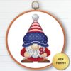 USA Patriot Gnome Cross Stitch Pattern