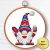 USA Patriot Gnome Cross Stitch Pattern