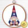 USA Patriot Gnome Cross Stitch Pattern