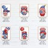 SET of 6 USA Patriot Gnomes Cross Stitch Pattern
