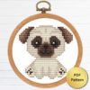 Tiny Pug Puppy Cross Stitch Pattern