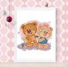 Cute bears cross stitch pattern with a holding hands