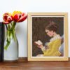 The Reader by Jean Honoré Fragonard cross stitch pattern - Romantic embroidery inspired by Fragonard's masterpiece