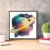 Saturn Cross Stitch Pattern - a planetary embroidery design featuring the ringed planet, suitable for creating space-themed wall art.