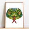 Mandala Snake Cross Stitch Pattern, featuring a snake in the center surrounded by intricate mandala patterns.