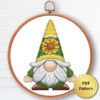 Summer gnome cross stitch pattern - Festive , beach, bee, sunflower, watermelon, see embroidery design