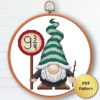 Wizard gnome cross stitch pattern - Enchanting and magical embroidery design