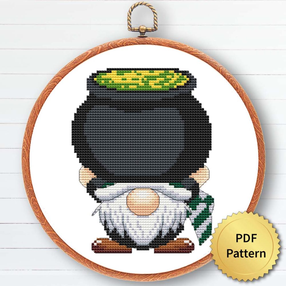 Wizard gnome cross stitch pattern - Enchanting and magical embroidery design