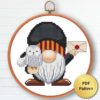 Wizard gnome cross stitch pattern - Enchanting and magical embroidery design
