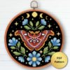 Cottagecore Atlas Moth cross stitch pattern - Whimsical and nature-inspired embroidery design