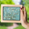 Almond Blossoms cross stitch pattern featuring a stunning reproduction of the famous Vincent van Gogh painting
